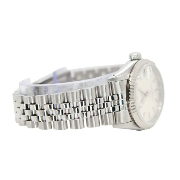 ROLEX DATEJUST MID-SIZE WATCH SILVER INDEX DIAL 18KW&STEEL FLUTED JUBILEE 68274 - Picture 5 of 9